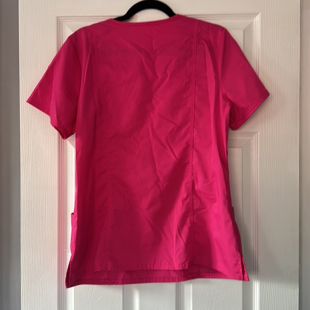 Cherokee Workwear Revolution Pink Scrub Top View 3